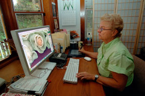 Mary Ahern in her studio. Article in Newsday by Arlene Gross