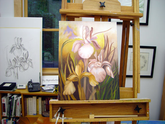 Siberian Iris Oil Painting - Mary Ahern