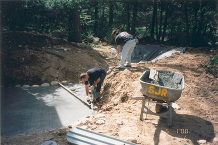 The concrete had to be brought in by wheelbarrow since the truck was so big