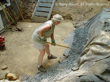 July 9, 2002 Spreading gravel is much harder then raking a lawn.