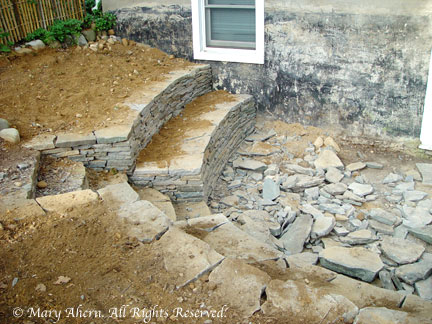The new stone walls conformed to my intial semi-circular design concept