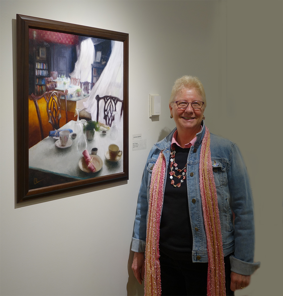 Mary Ahern with her Award-Winning Painting, "Bayard Breezes"