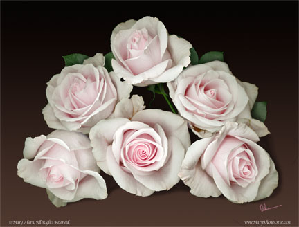 Pink Rose Pyramid on Brown Background