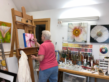 2020 Working on the painting, Waiting Patiently - Cherry HIbiscus.