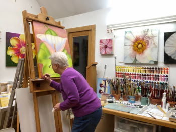 2021 Signing the painting, Dance With Me - Calla Lily