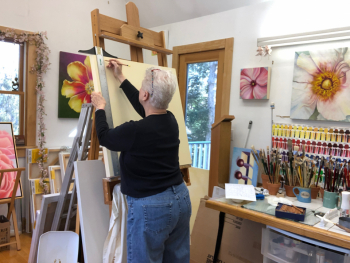 2021 Creating a grid on the canvas to transfer & upscale the layout of the painting.