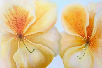 Together Again - Peach Freckles 24x36" GW Oil on Canvas. $3,000.