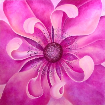 My World - Pink Anemone 36x36" GW Oil on Canvas. $5,000.