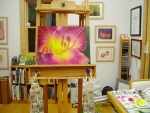 Mary Ahern\'s painting studio with work in progress