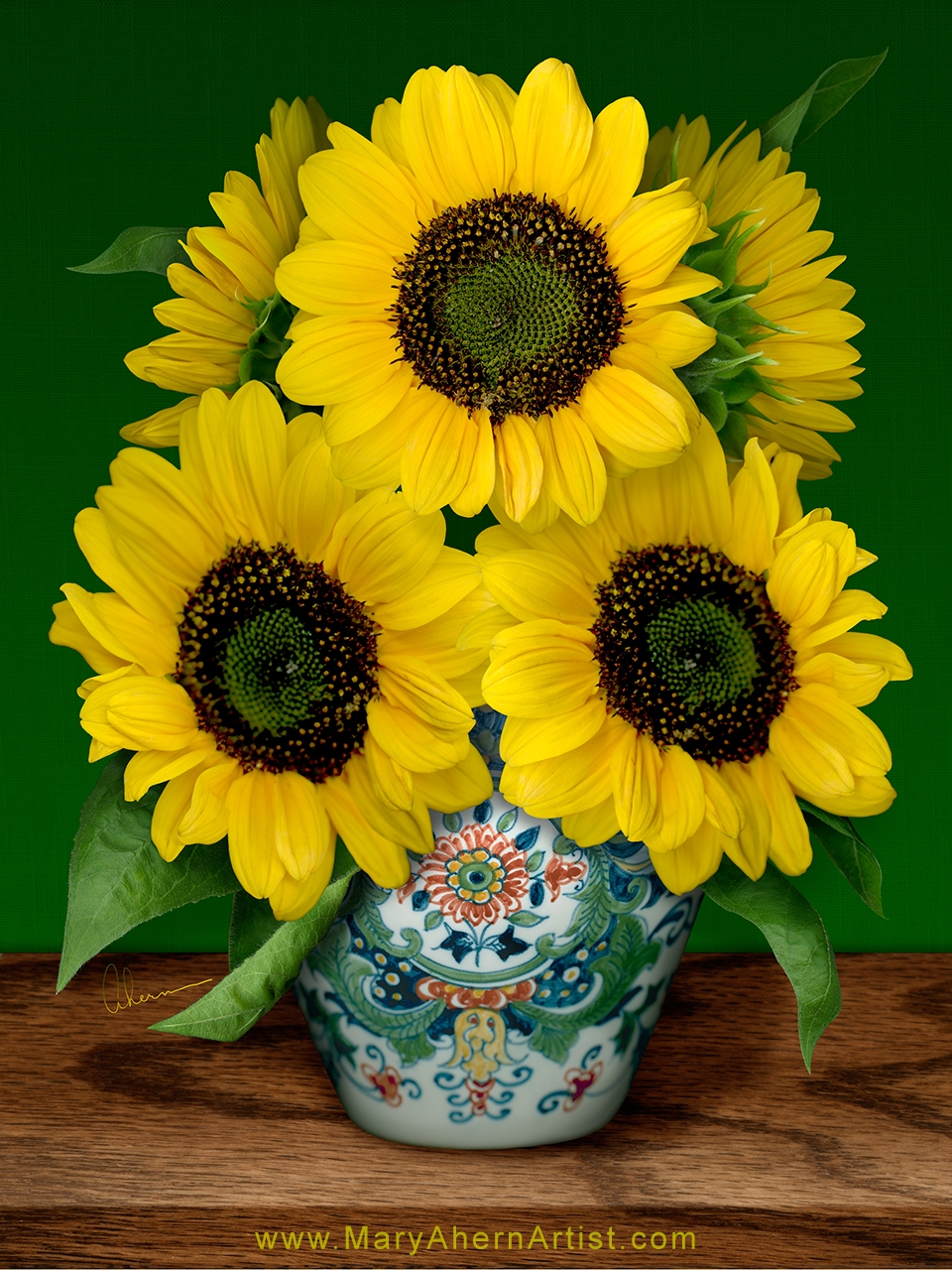 Sunflowers in Makkum Pot - Homage to van Gogh